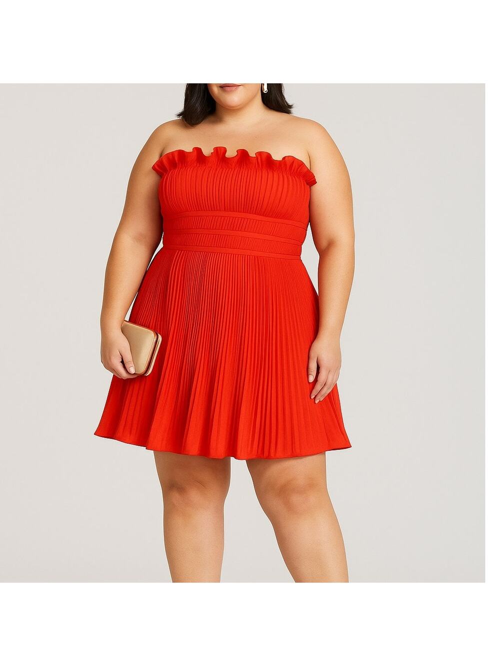 AMUR Lorena Mini Dress 14 Pomegranate Red Pleated Ruffle Cocktail Party NWT